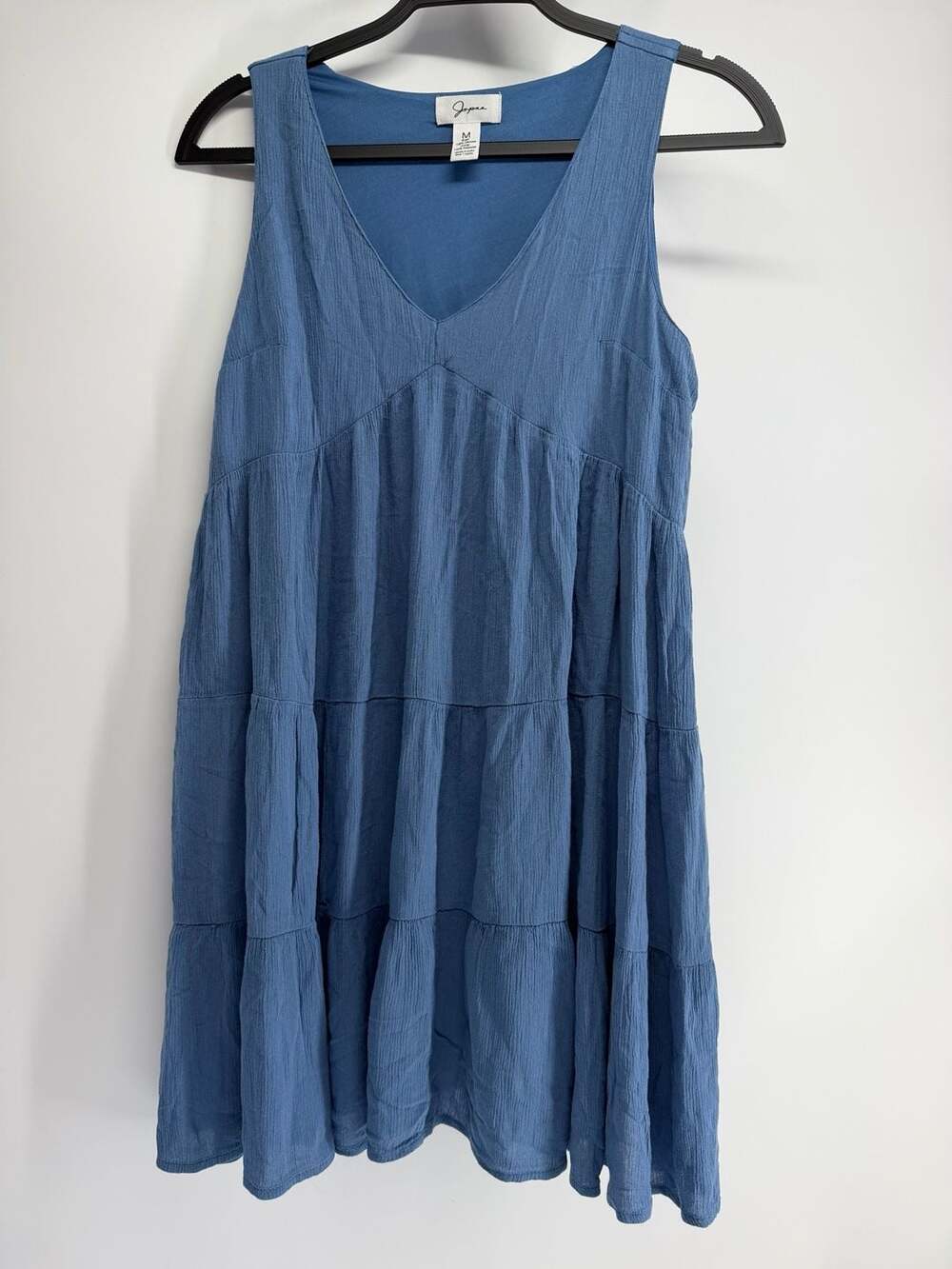 Japna Tiered Sun Dress Size M Blue V-Neck Sleeveless